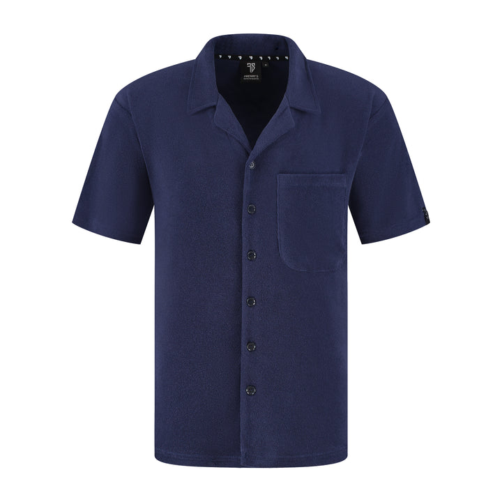 blauw badstof heren overhemd