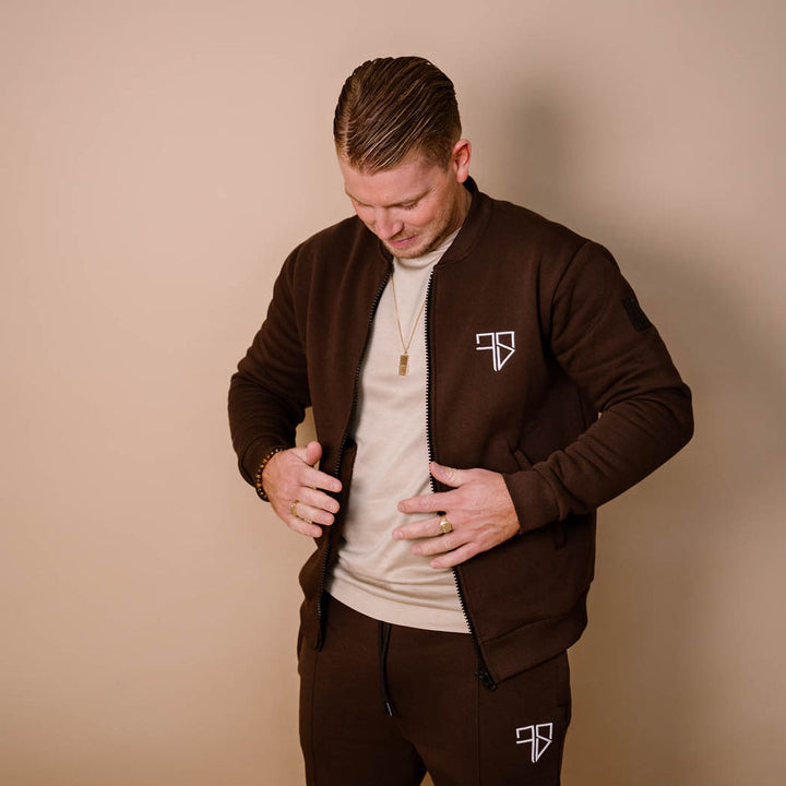 MONTY trainingspak met vest | mocca bruin - HEREN