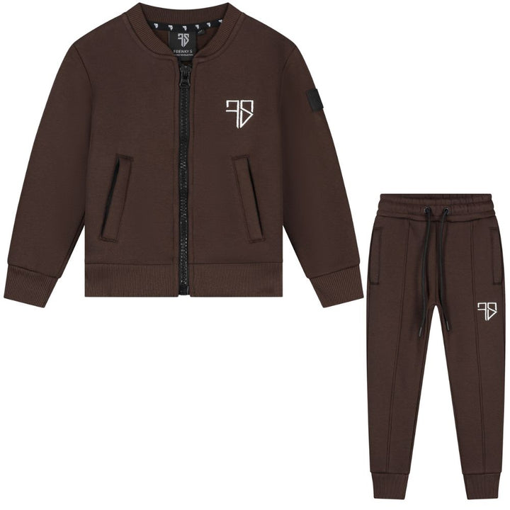 bruin trainingspak voor kids met rits