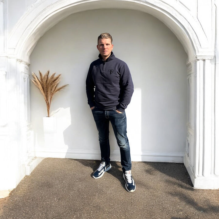 LUNIO halfzip Sweater | donkerblauw - HEREN