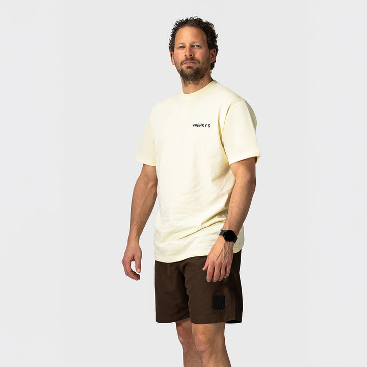 100% katoen butter yellow zomer t-shirt voor heren