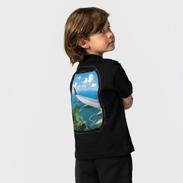 Zwart TRAVEL t-shirt kids detail