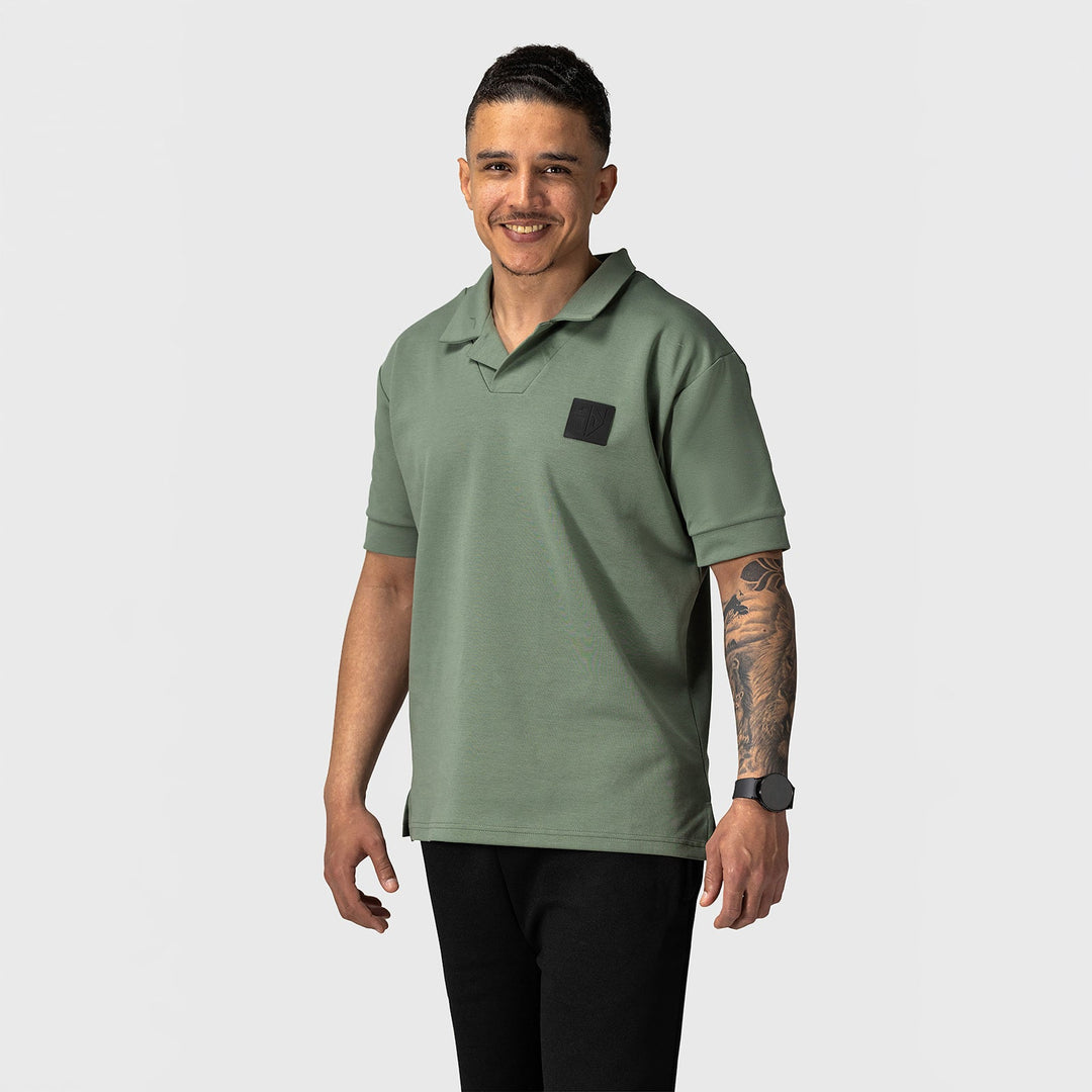 Groene heren scuba polo met reverse collar