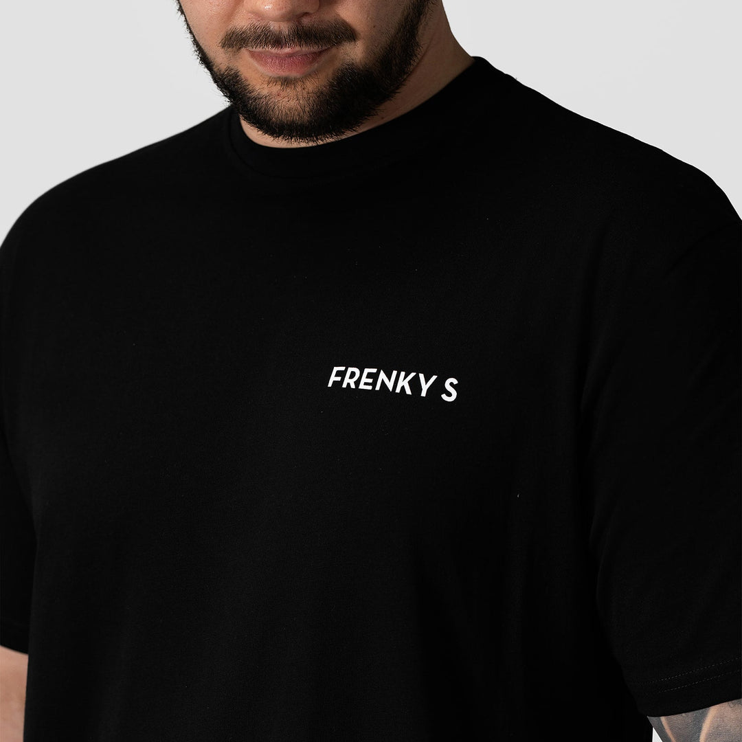 Zwart TRAVEL t-shirt detail