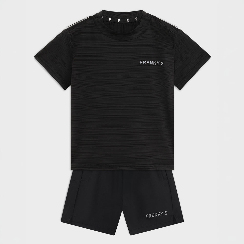 Kinder sportset jongens t-shirt short zwart sneldrogend Frenky S