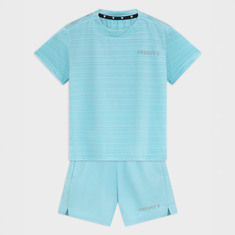 Kinder sportset jongens t-shirt short blauw sneldrogend Frenky S