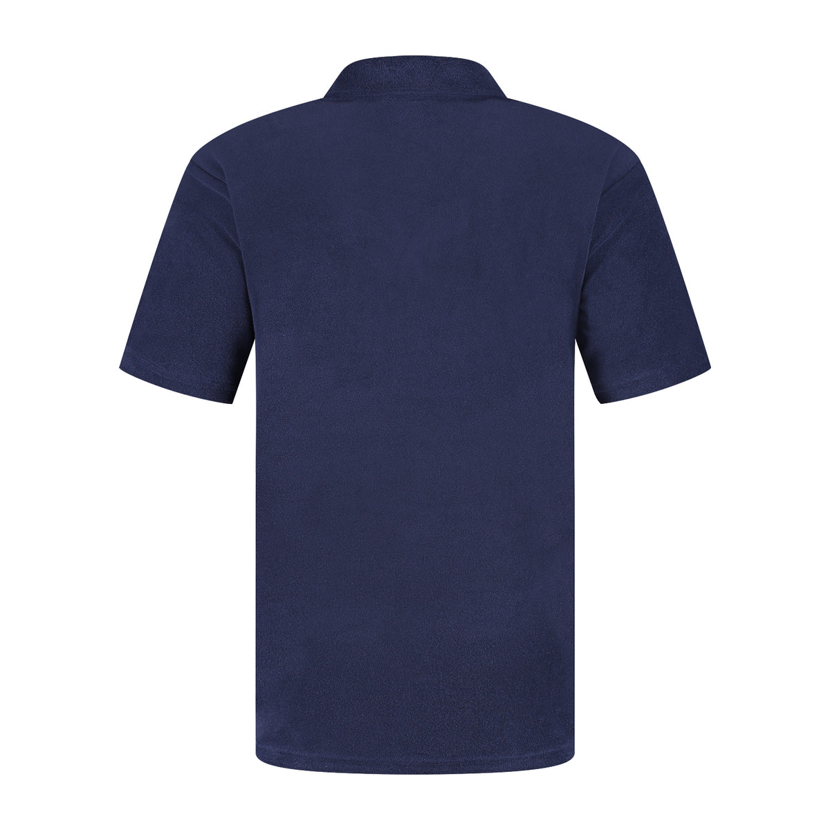 Detailopname badstof katoen navy blauw heren overhemd textuur
