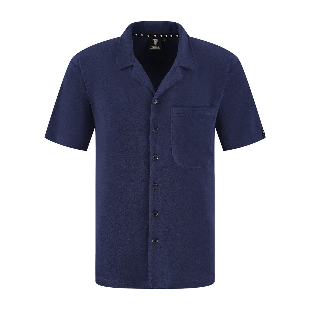 blauw badstof heren overhemd