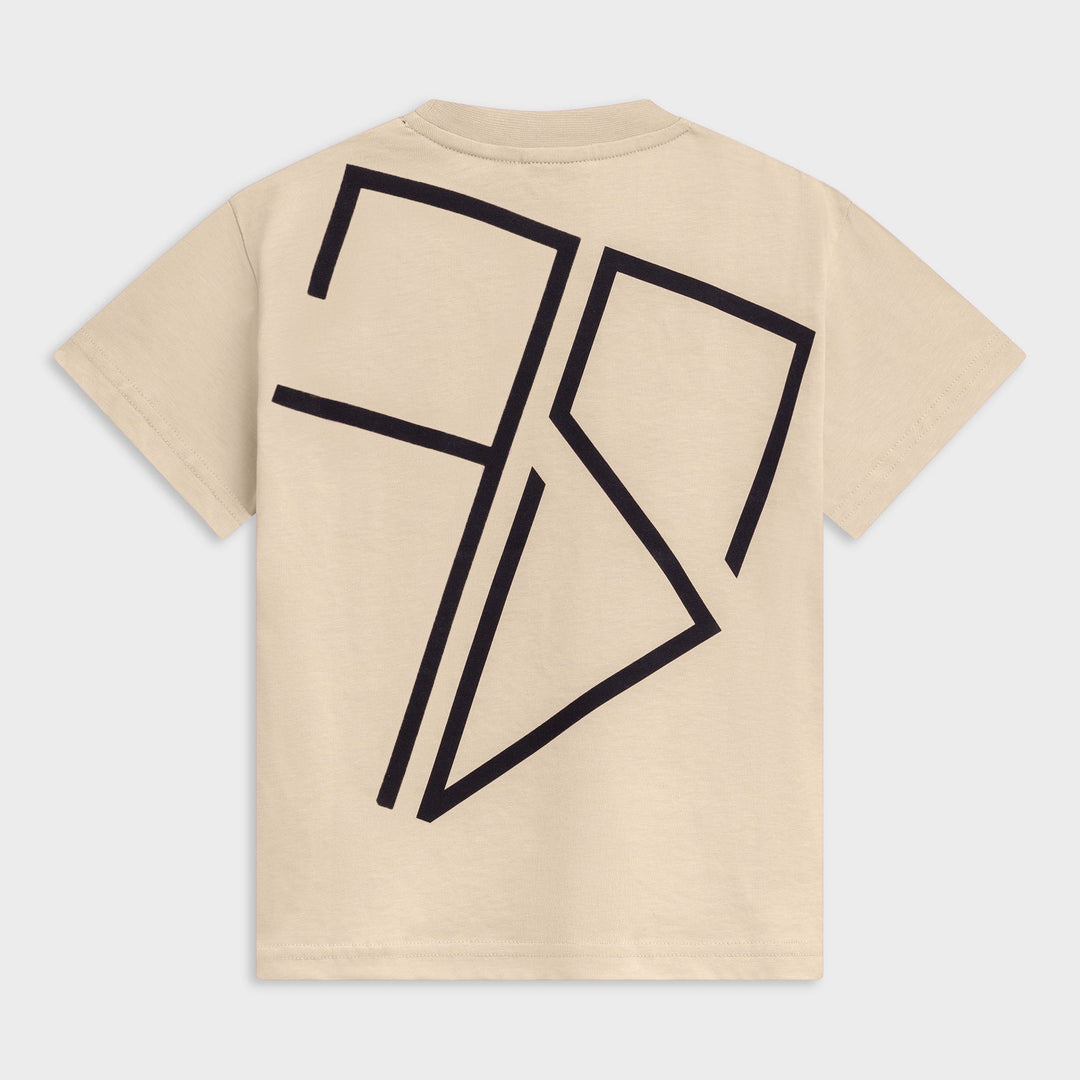 Geel kids t-shirt achterkant logo