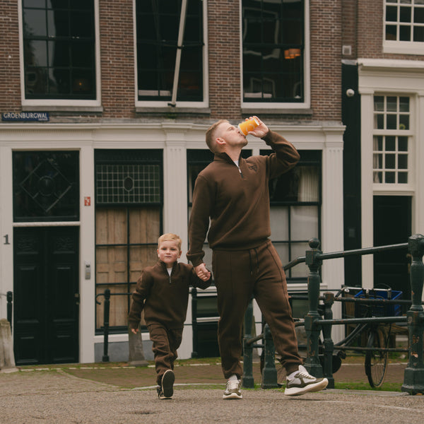 Club trainingspak met half-zip | mocca bruin - VADER + ZOON
