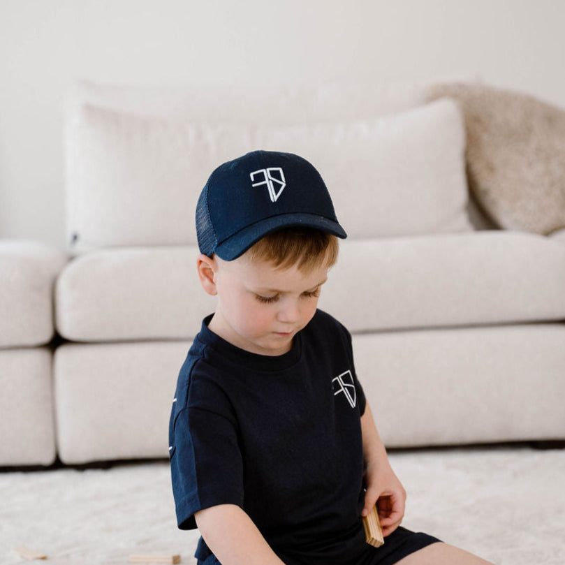 Kinder trucker pet navy blauw verstelbaar jongens 2-5 jaar