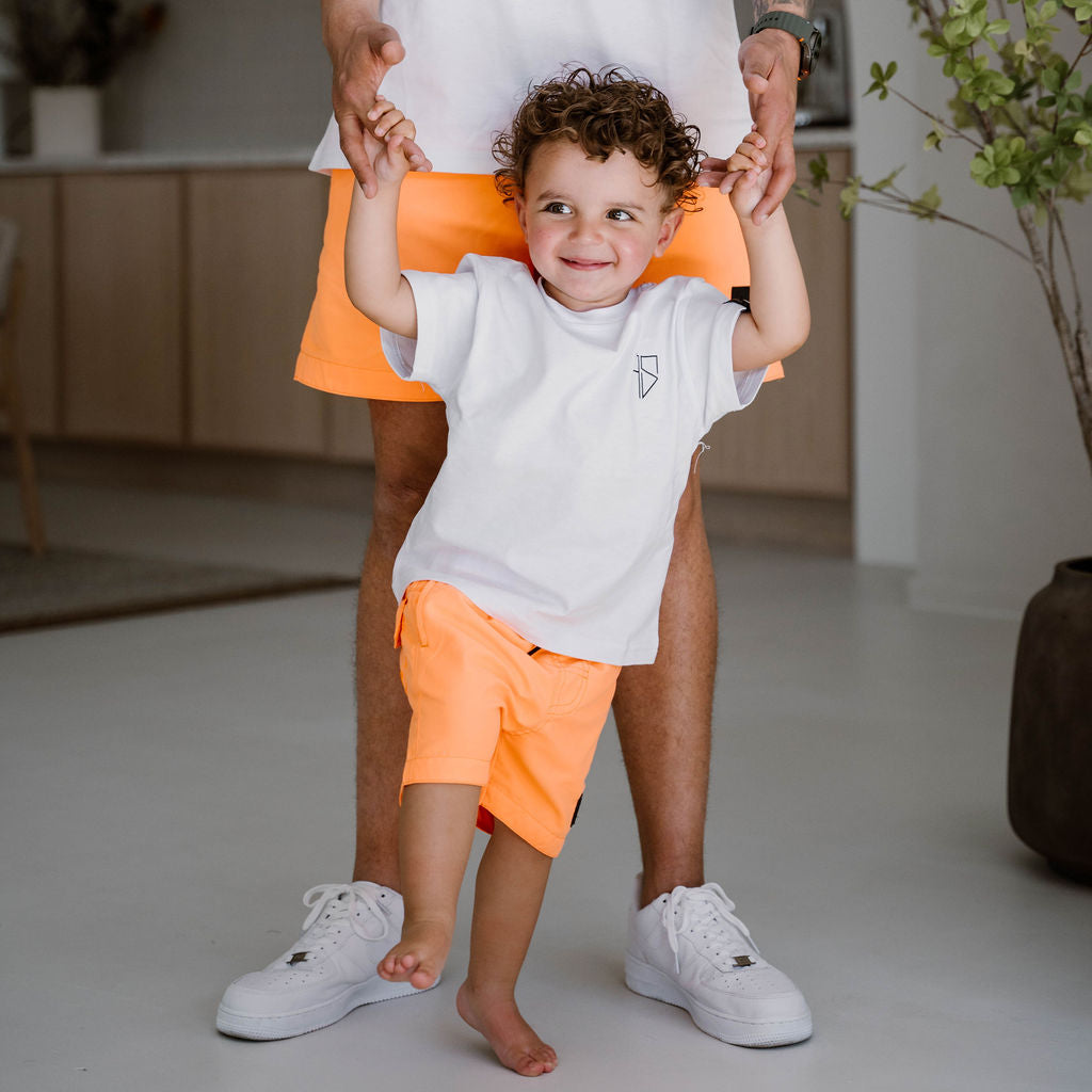 Matching vader en zoon neon oranje zwembroek Frenky S collectie