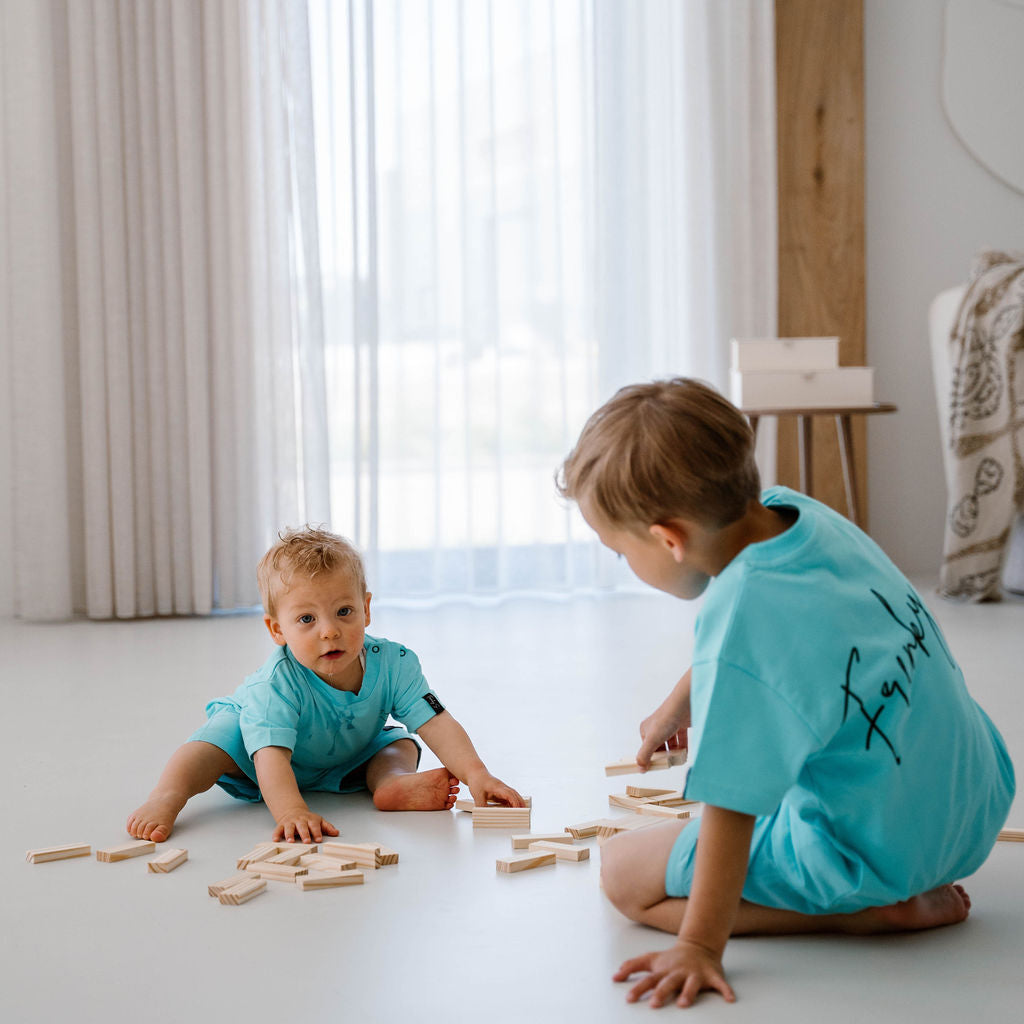 Matching vader en zoon zwembroek aqua blauw Frenky S kids