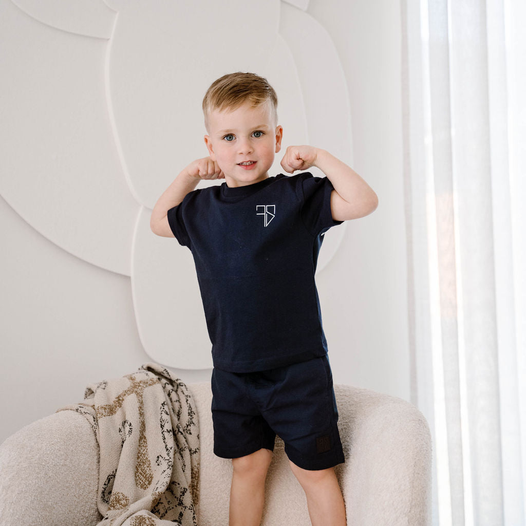 Jongens zwembroek donkerblauw sneldrogend zonder rits kinderen