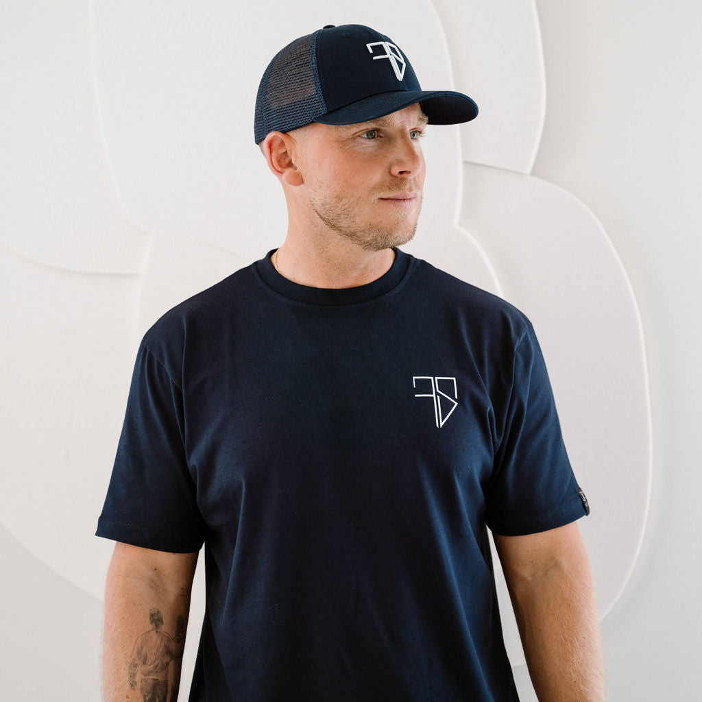 RIO heren t-shirt navy blauw gevouwen eco katoen Frenky S