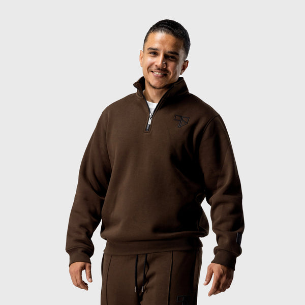 Club half-zip sweater | mocca bruin - HEREN