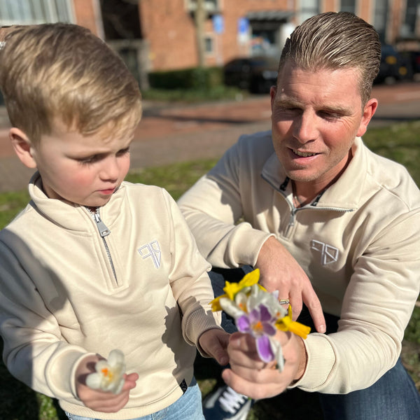LUNIO Pullover mit halbem Reißverschluss | Beige - VATER &amp; SOHN