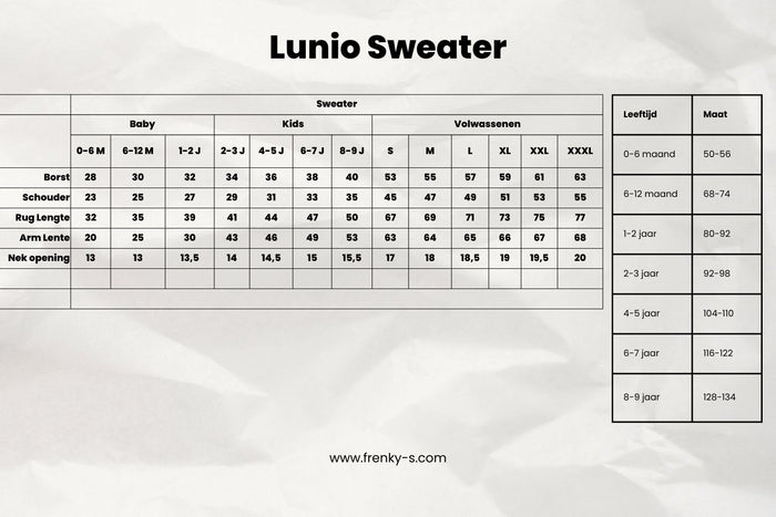 Maattabel LUNIO halfzip Sweater | beige - VADER + ZOON