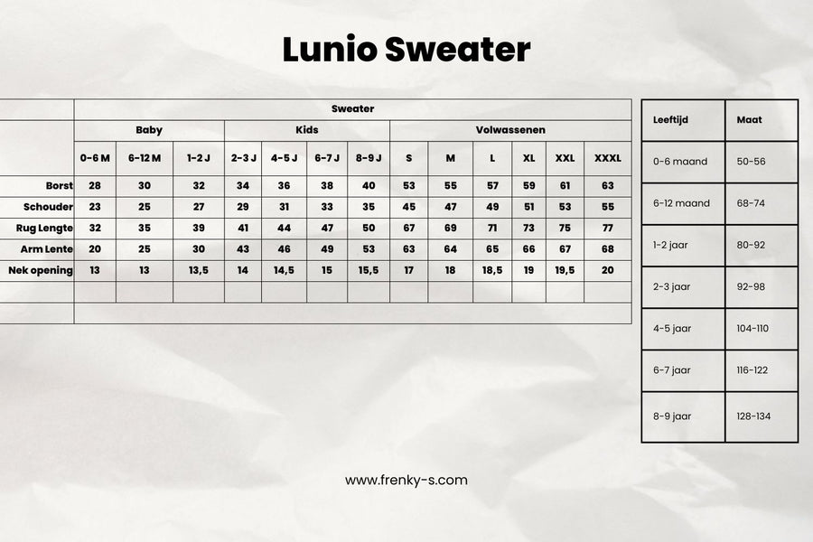 Maattabel LUNIO halfzip Sweater | beige - VADER + ZOON