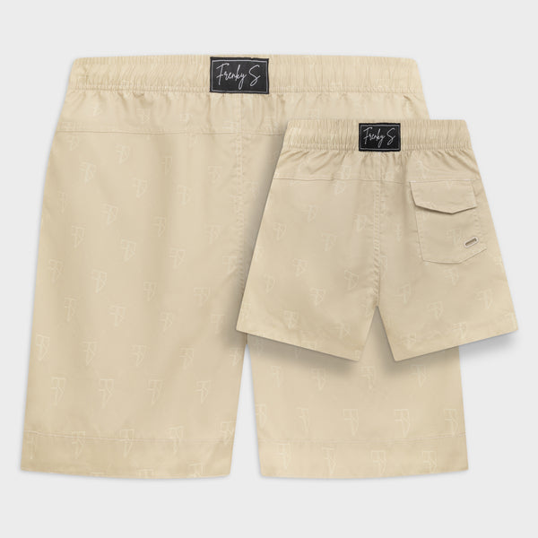 SAMUI zwembroek | beige met logo - VADER + ZOON