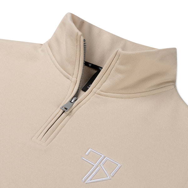 LUNIO Pullover mit halbem Reißverschluss | Beige - Herren