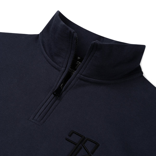 LUNIO Pullover mit halbem Reißverschluss | Dunkelblau - Herren