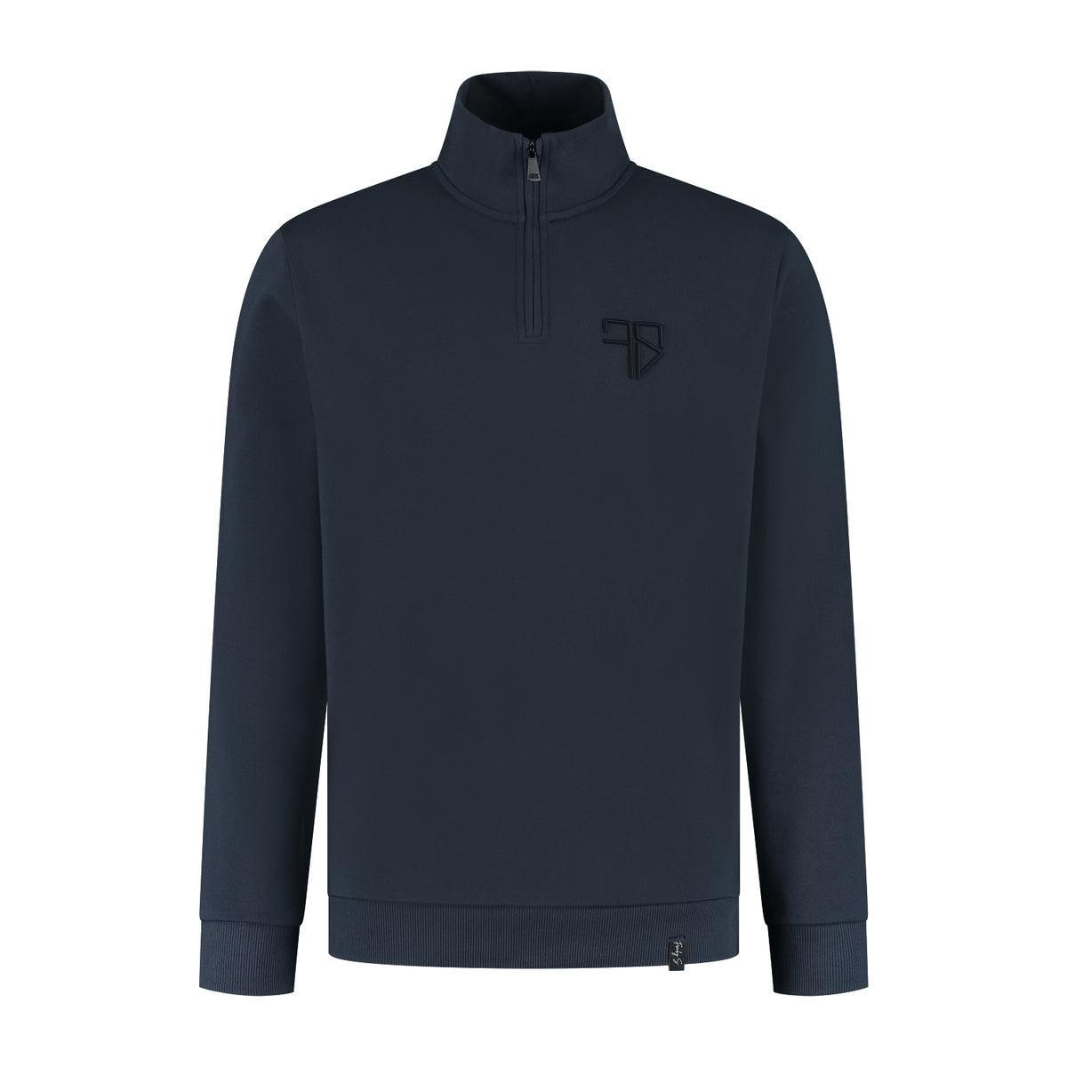 Vader en zoontje donkerblauw Lunio halfzip sweater achterkant matching
