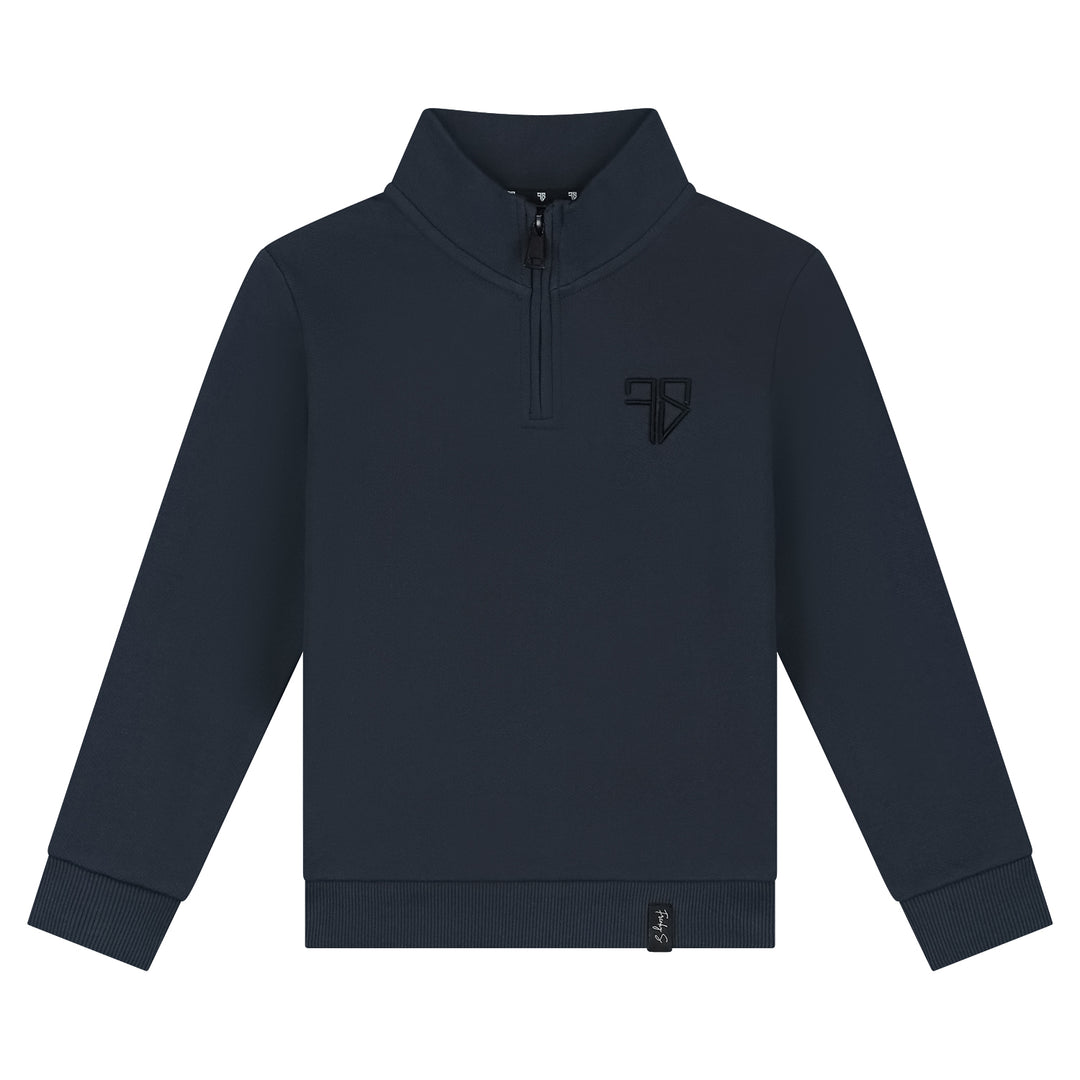 LUNIO halfzip Sweater | donkerblauw - VADER & ZOON