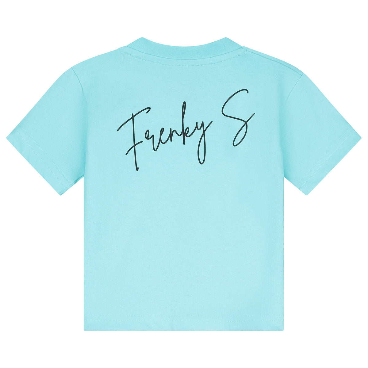 Rugprint kinder RIO t-shirt aqua blauw laserbedrukking Frenky S