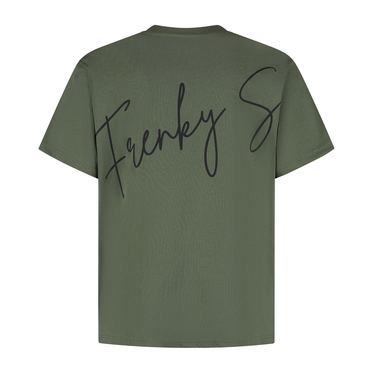 Detail laserbedrukking rug army groen RIO t-shirt heren