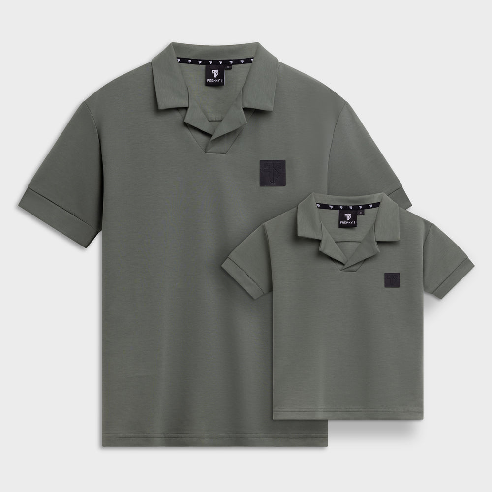 Vader en zoon polo groen SCUBA matching set reverse collar Frenky S