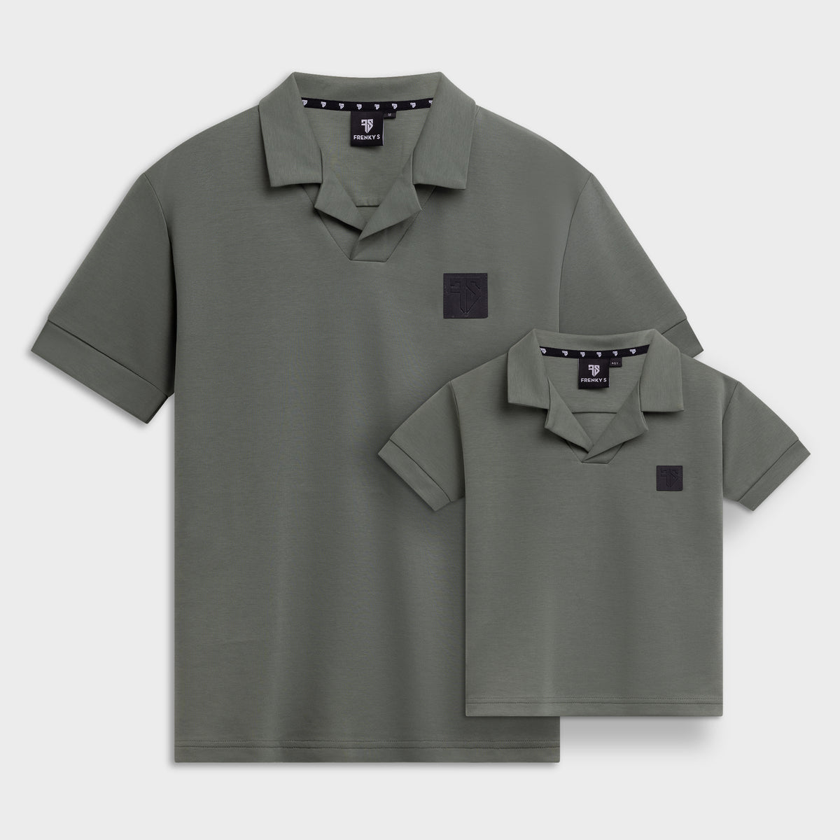 Vader en zoon polo groen SCUBA matching set reverse collar Frenky S