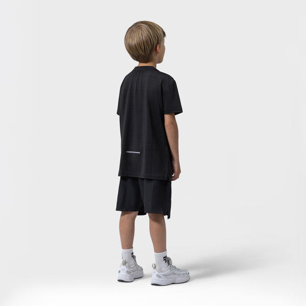 Kinder activewear set zwart jongens voor- en zijaanzicht Frenky S
