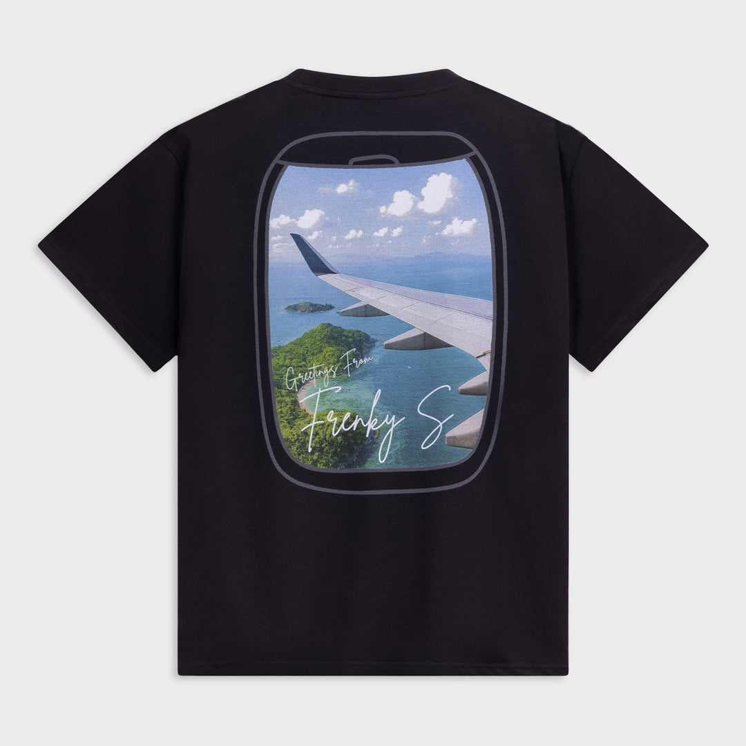 Zwart TRAVEL t-shirt kids rugprint - twinset