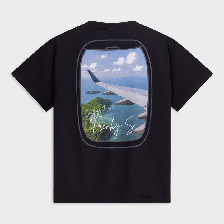 Zwart TRAVEL t-shirt kids rugprint - twinset