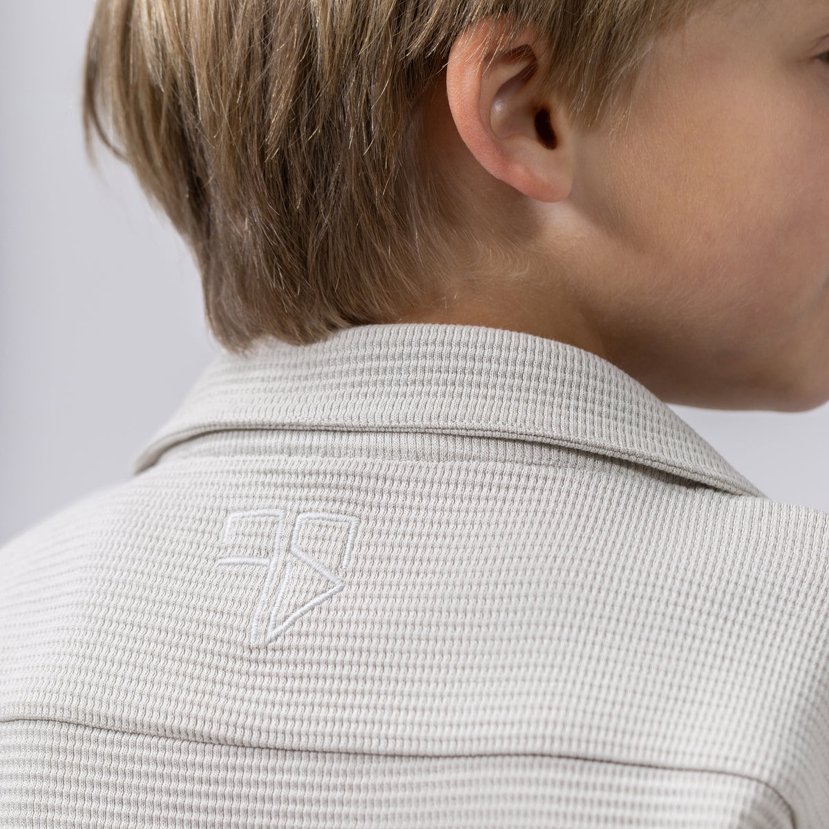 Kinder resort set beige cuban collar detail organic cotton