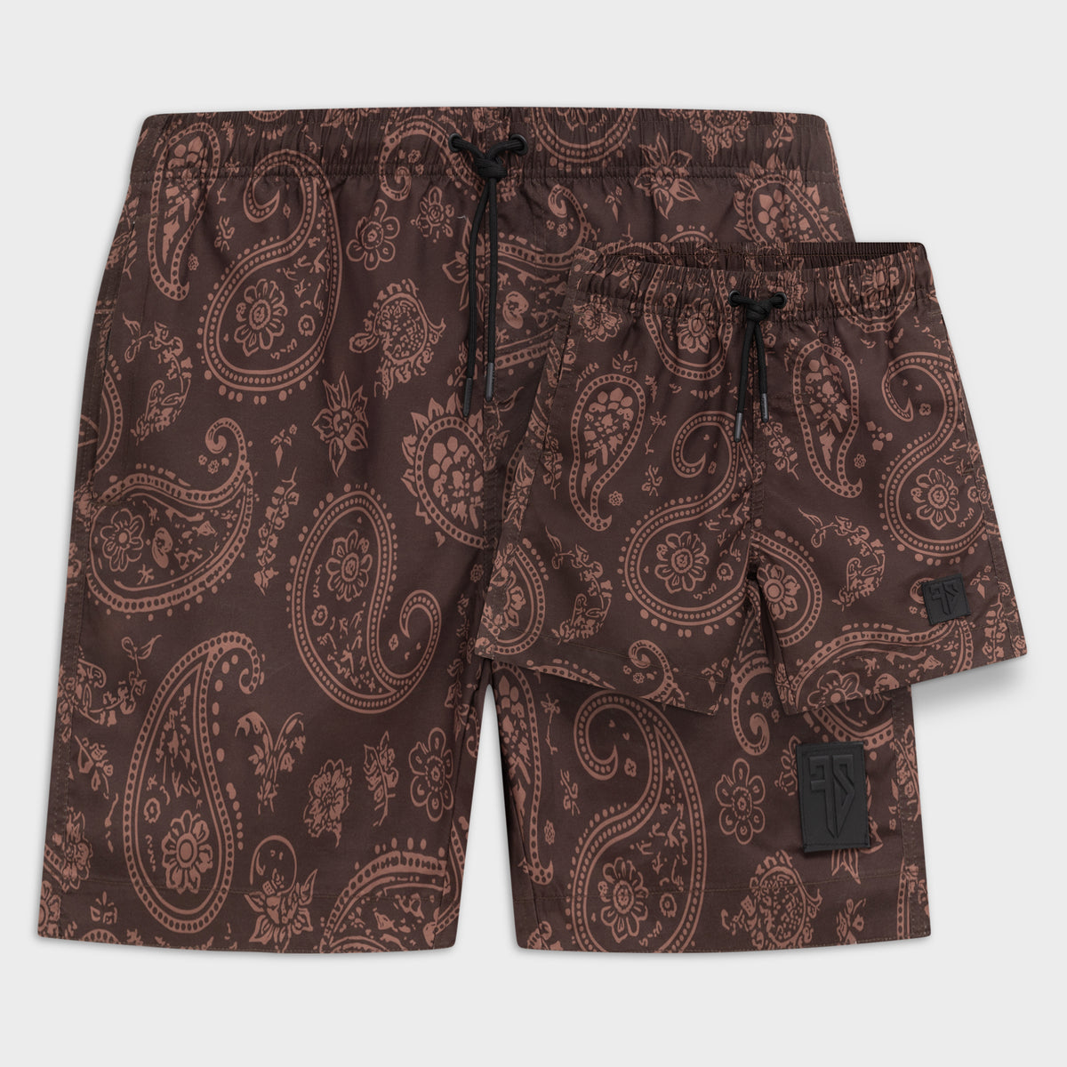 Vader en zoon in limited edition batic bruine matching zwembroeken van Frenky S