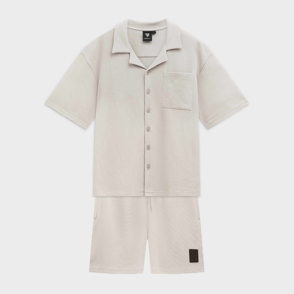 Resort set heren beige cuban collar overhemd en matching short Frenky S