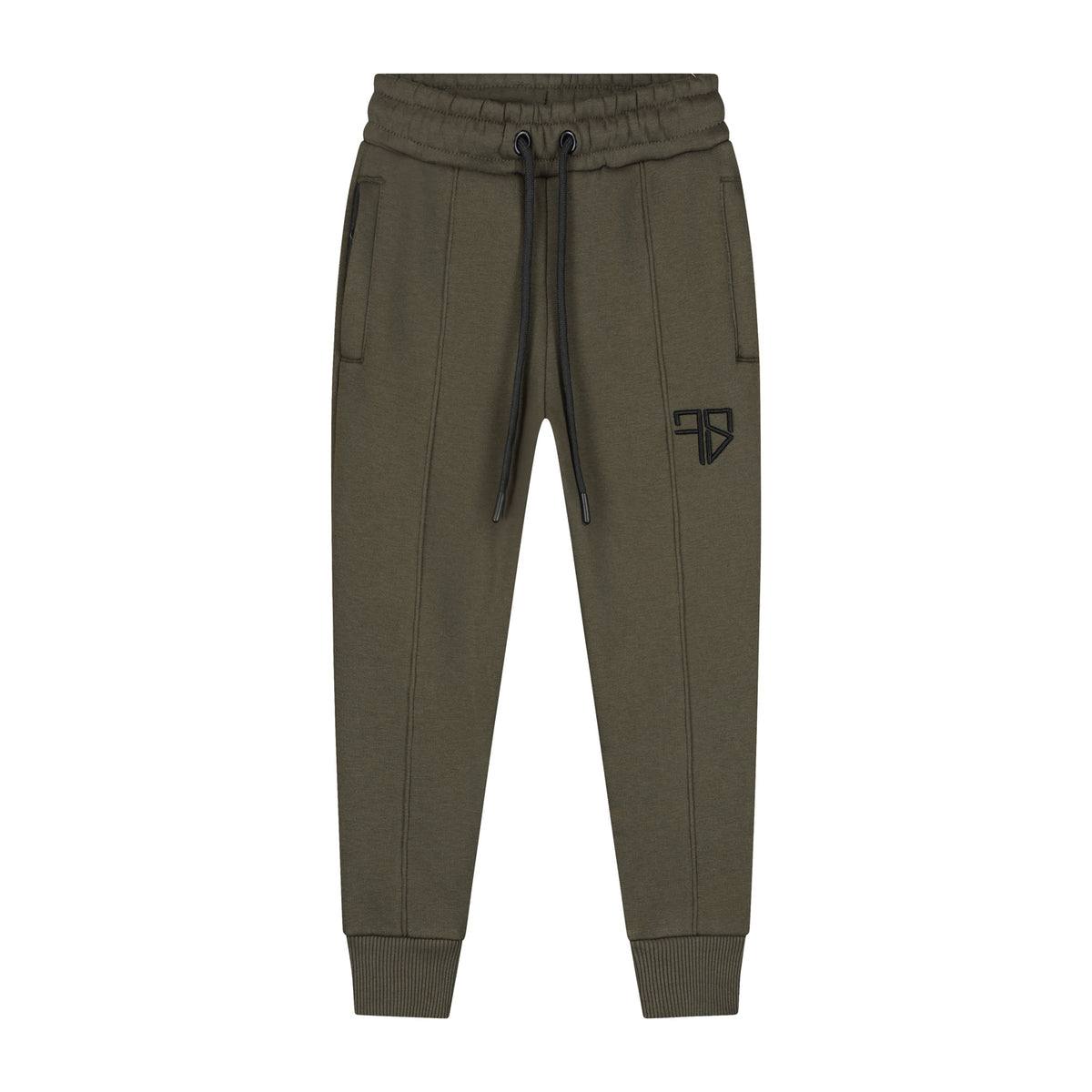 Monty kinder vest army groen zachte fleece binnenzijde close-up