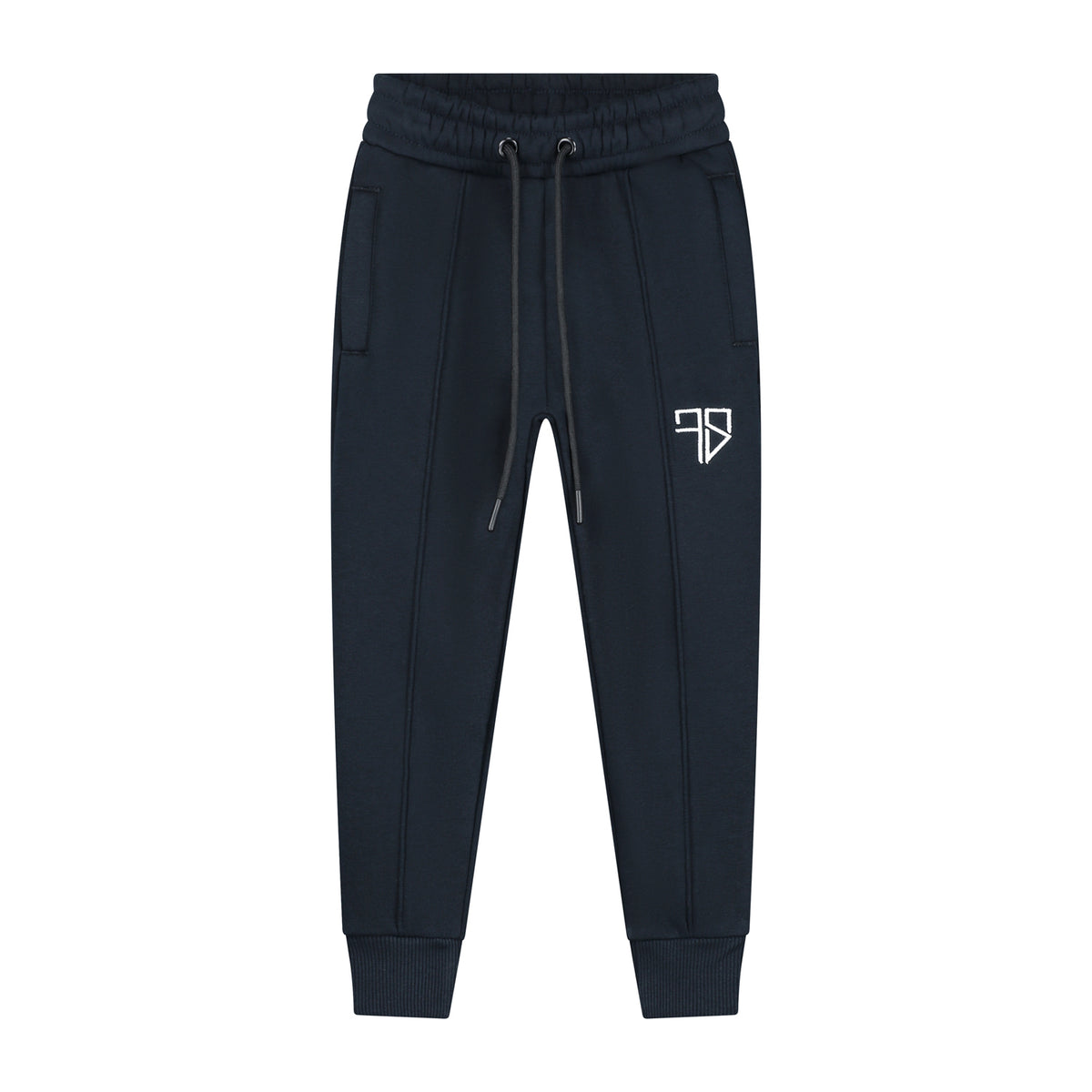 Jongetje in navy blauw Nevio sweater trainingspak staande pose