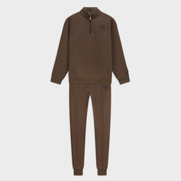 Club trainingspak met half zip | mocca bruin - HEREN