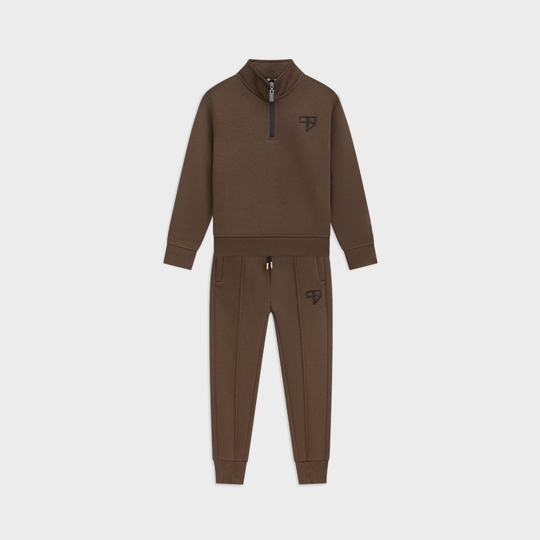 Kinder Club Tracksuit mocca bruin: trainingspak met half zip voor jongens van Frenky S
