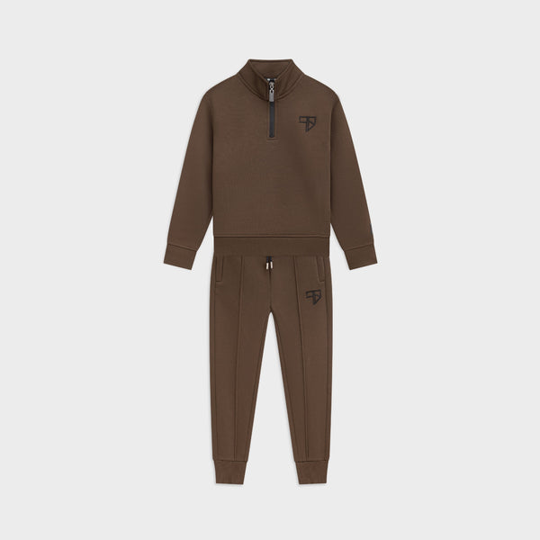 Kinder Club Tracksuit mocca bruin: trainingspak met half zip voor jongens van Frenky S