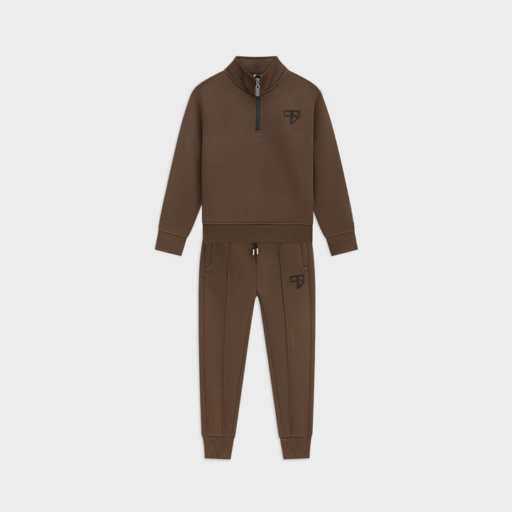 Kinder Club Tracksuit mocca bruin: trainingspak met half zip voor jongens van Frenky S