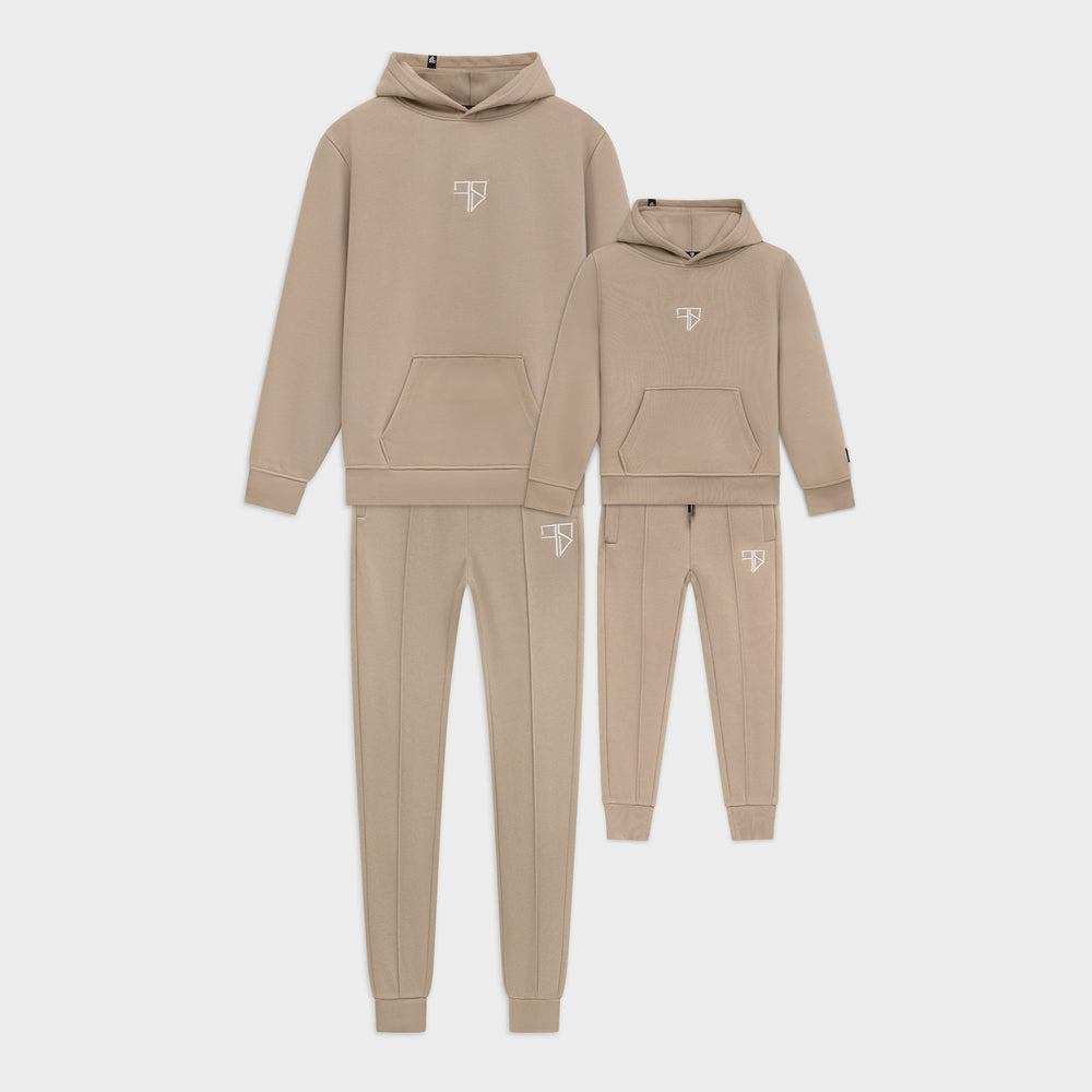Vader en zoon trainingspak met capuchon beige: matching Enzo Tracksuit van Frenky S