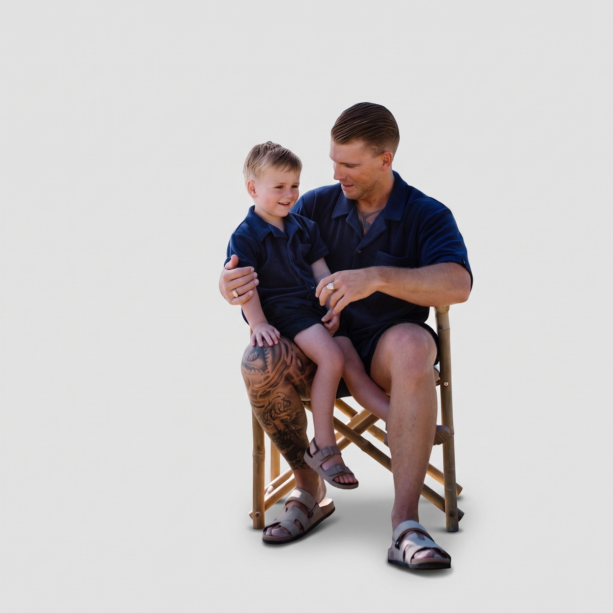 Bali shirt navy blauw vader en zoon