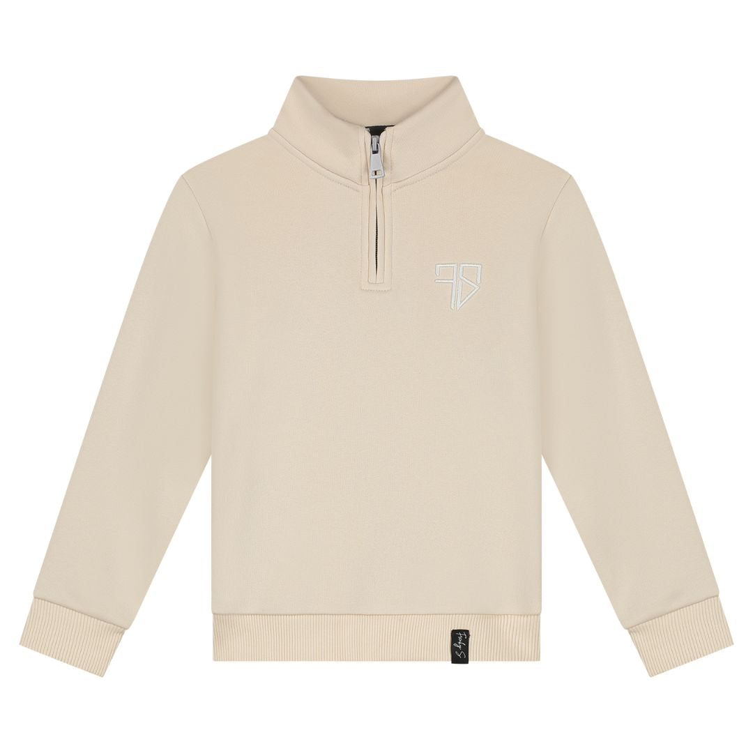 Kinder halfzip sweater beige jongens Lunio korte rits hals Frenky S