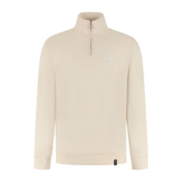 LUNIO Pullover mit halbem Reißverschluss | Beige - Herren