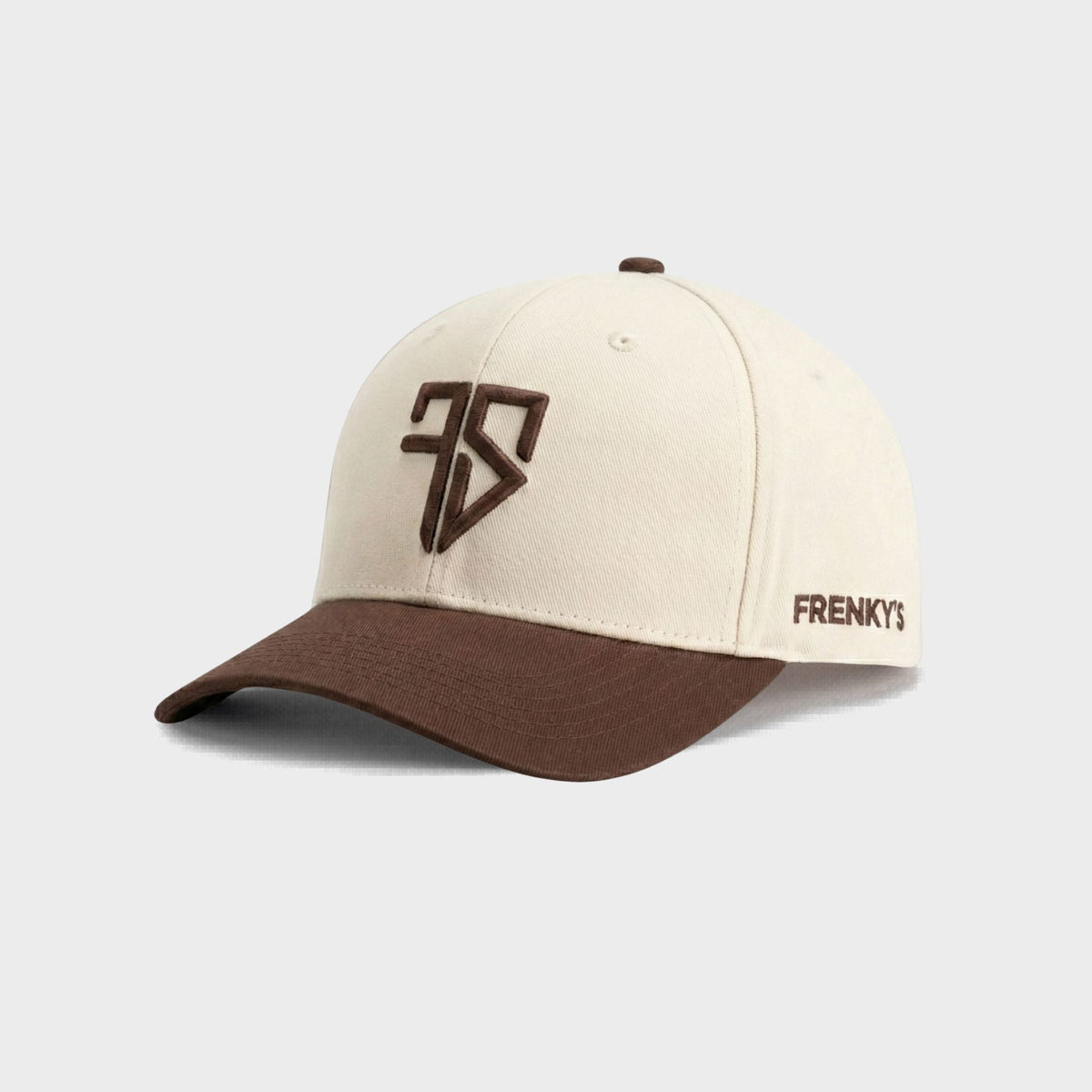 Kinderpet jongens baseball snapback bruin crème Frenky S 3D logo