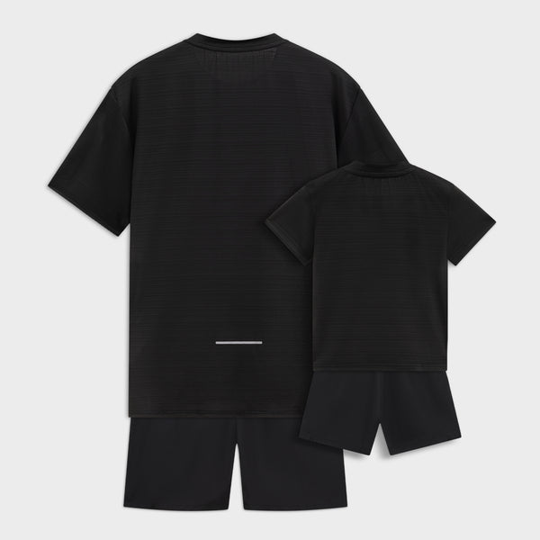 Vader en zoon set zwart active wear Frenky S voor- en zijaanzicht